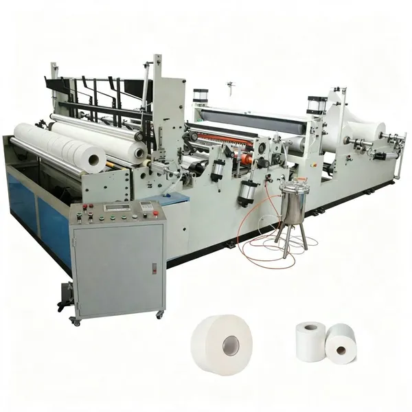 Bathroom Big Toilet Tissue Making Machine Cost,Automatic Maxi Rolls Toilet Paper Cutting and Rewinding Machine photo-5