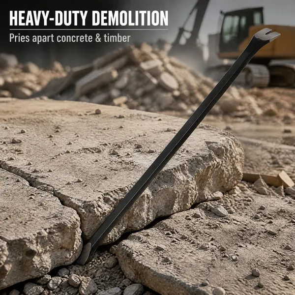 Crowbar Demolition Tool For Contractor Bent Chisel End Pulls Nails Pointed Tip Breaks Concrete Joints On Jobsite photo-5