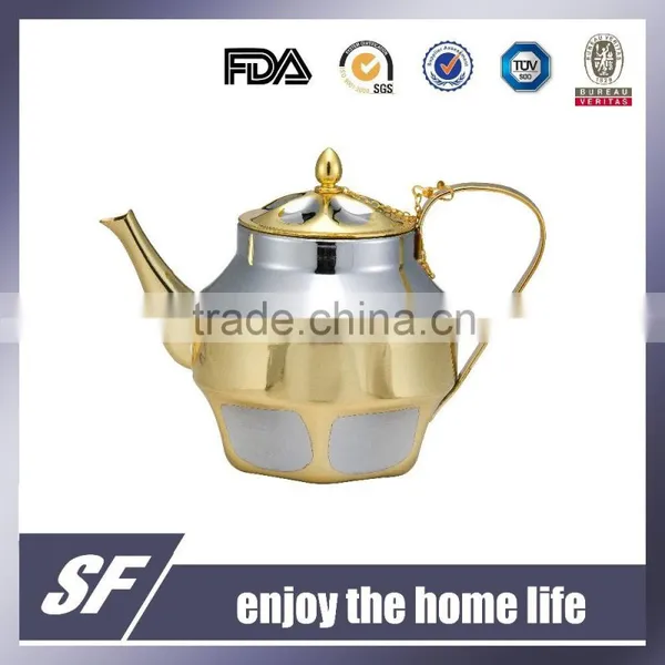 Set Of Side Handle Chromium Plating and Gold Plating Stainless Steel Tea Kettle/Tea Pot(SF-7776 SSG)