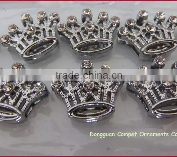 Diy Rhinestone Crystal Zinc Alloy Crown 10mm Slide Charm photo-4