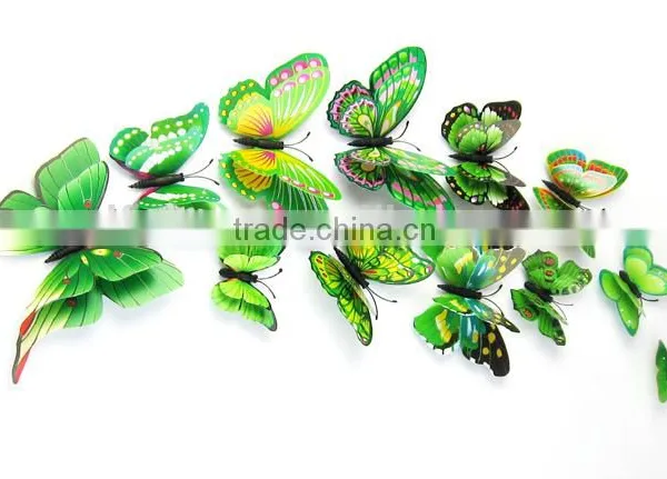 Alforever 12 Pcs per Bag Double-deck 3D Pvc Butterflies Wall Decals photo-2