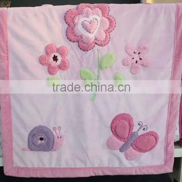 2015 New Design Applique 100% Cotton OEM Baby Fluffy Fleece Blanket photo-3