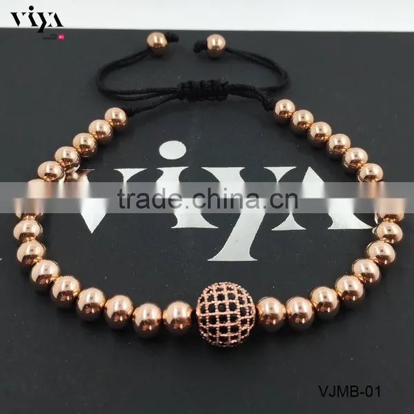 2016 Latest Gold Plated 8mm Beads Bracelet Hand Crafted Wrist Racelet for Man photo-4