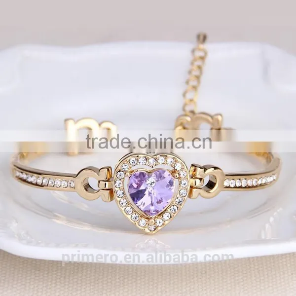 Top Grade Crystal Heart Bangles The Heart Of Ocean Blue Austria Crystal Bracelets For Women photo-5