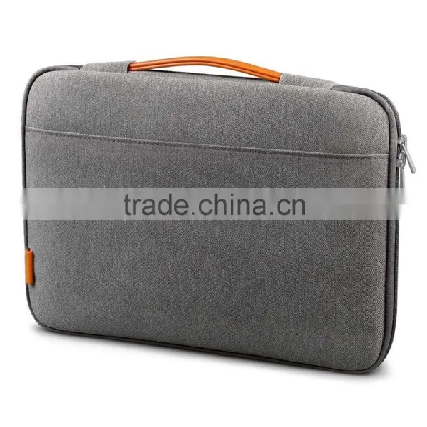 Hot selling Canvas laptop sleeve bag notebook pouch computer case with dual zippers and extra pocket for Macbook only