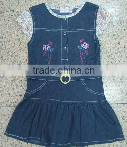Stock Blue Color Girls One Piece Dress Pattern SO
