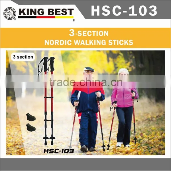 KING BEST Outdoor Sports Walking Stick 3-SECTION Nordic Walking Sticks Adjustable Nordic Walking Stick Elderly Walking Stick