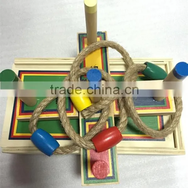 Hot Selling 2016 New 5 Rope Quoits Wooden Ring Toss Game Hot Selling 2016 New 5 Rope Quoits Wooden Mixed Color Garden Toys Game