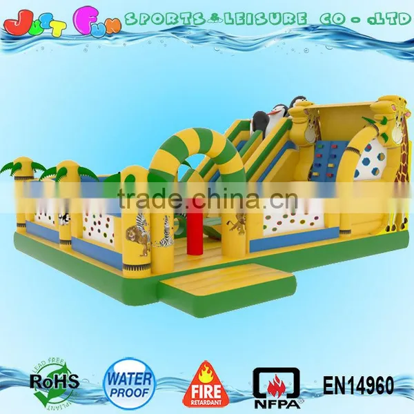 Madagascar Trampoline, Penguin Inflatable Fun City Slides n Rock Climbing Complex Games photo-3