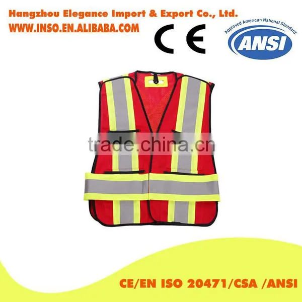 Pvc Strap Reflective Safety Vest Red 3M Reflective Vest Certified