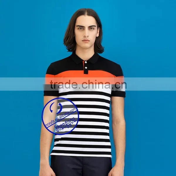 Custom Men's Casual Striped Pique Polo Shirt photo-3