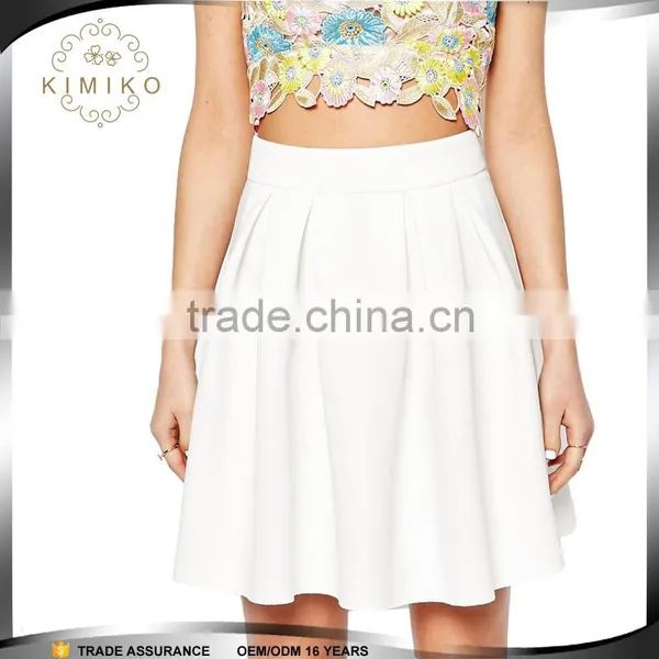 2016 Fashion Designs Summer White Scuba Mini Prom Skirt For Women