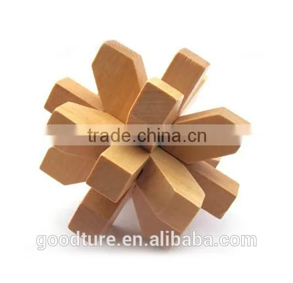 2015 Hot Sale Wooden IQ Intelligent PuzzleKongming Lock Brain Teaser Plum Blossom photo-4