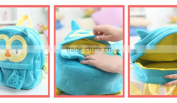 25*19cm(S)/35*28cm(L) Lovely Customzied Yellow Sponge Bob Plush Animal Cartoon Backpack for Children photo-3