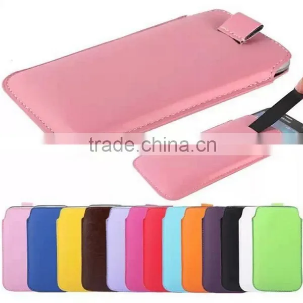 Hot Selling Fashion Leather Mobile Phone Pouch Case in Dongguan