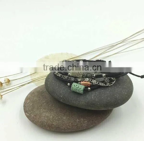 Bob Trading Custom Volcanic Lava Rock Stone Bracelet Women Stainless Steel Jewelry
