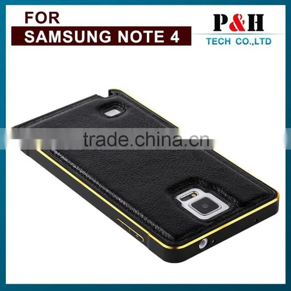 For Samsung Galaxy Note 4 Sublimation Case Aluminum Bumper Genuine Leather Case photo-2