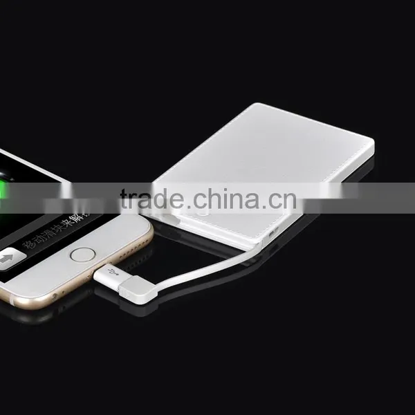 New Products for 2016 Credit Card Size Power Bank 3000mAh, External Credit Card Powerbank With Built in Cable photo-3