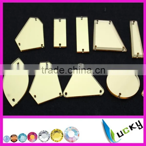 Top Quality Sew-on Acrylic Stone Acryl Strass Mirror Shaped Flat Back Rhinestones With Holes photo-3
