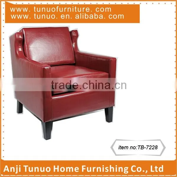 Accent Chair With Bonded Leather Material and KD Black Color Rubber Wood Legs,moveable Seat and Back Cushion.TB-7228 photo-6