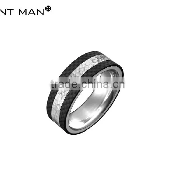 Wholesales Titanium Rings Black Plating Wedding Band Mens Carbon Fiber Titanium Ring Band photo-6