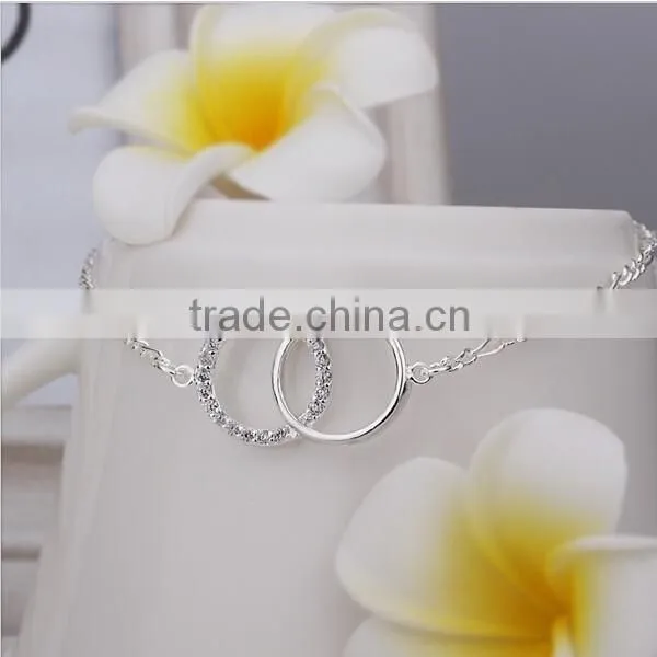 Wholesale 925 Sterling Silver Double Circle Necklace Jewelry