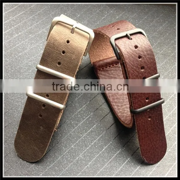 Flat Nato 1 Piece Leather Watch Strap 22mm photo-4