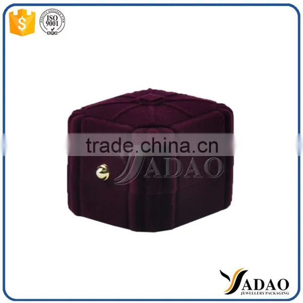 Unique High Quality Purple Custom Velvet Jewelry Boxes Ring Packaging photo-2