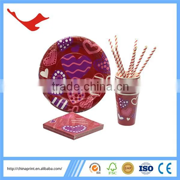 005 Valentine's Day & Wedding Disposable Creative Paper Party Set photo-2