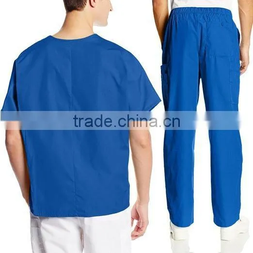 OEM Mens Workwear Scrub Set MedicalDentist Uniform V-neck Top & Cargo Pant photo-2