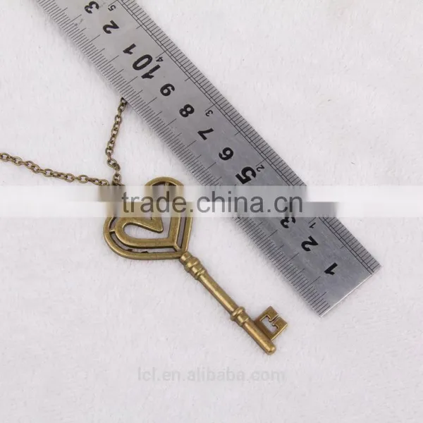 New Arrival Pop Steampunk Key Chain Heart Pendant Bronze Statement Necklace 2015 Yiwu Fashion Jewelry Hot Sale photo-5
