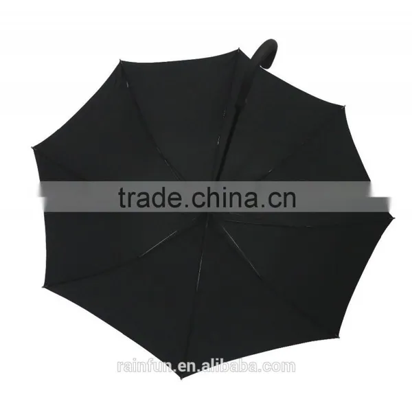 Black Pongee Automatic Open Long Umbrella photo-3