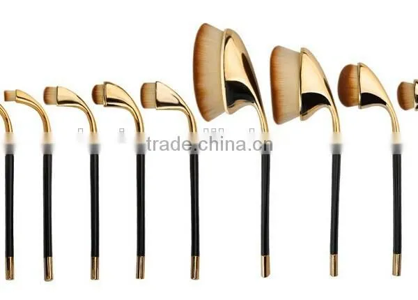 Silver / Gold New Arrival Hot Sale 9pcs Golf Brushes Oval Makeup Brush photo-4