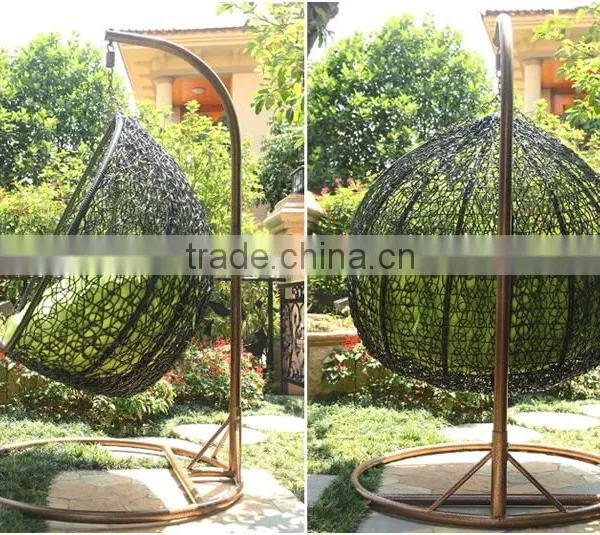 Water Drop Shape White Synthetic Rattan Outdoor Lover Seat Swing Chair photo-4