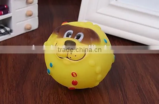 CY190 Various Colours Lovely Face Molar Dog Ball With Squeaker Sound Puppy Pet Dogs Chew Toy photo-6