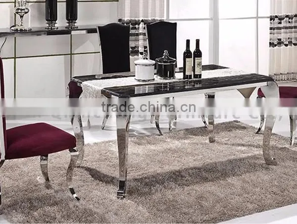 Simple Stainless Steel 4 Legs Dining Table Set photo-6