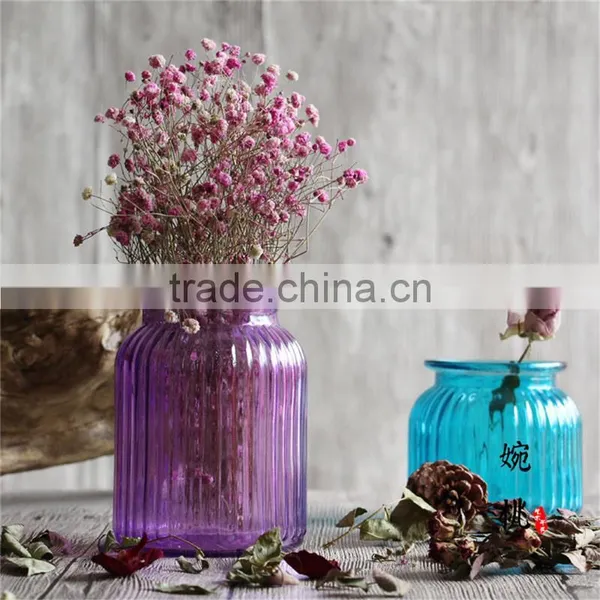 Cylinder Glass Vase in Purple Amber and Blue Color photo-3