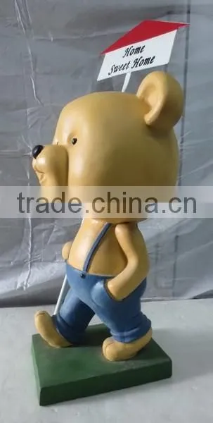 Home Decoration Fiberglass Life Size Garden Bear Statue photo-3