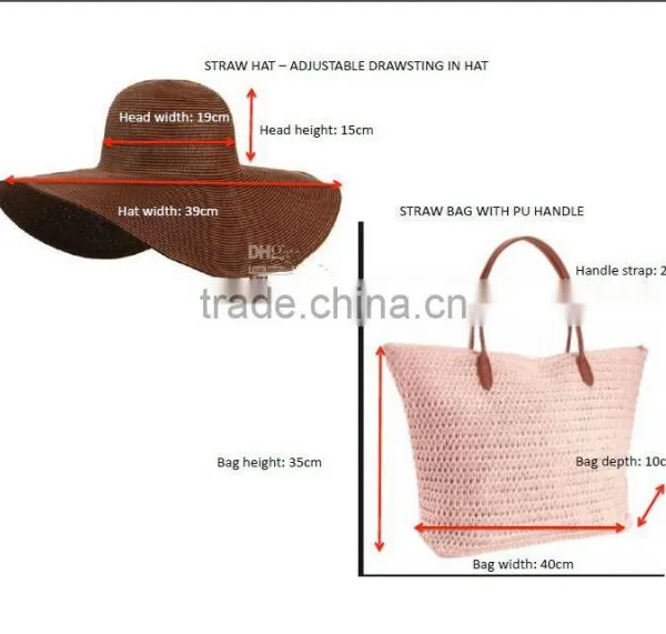 New Style Summer Women Paper Straw Shoulder Bag and Hat Set photo-2