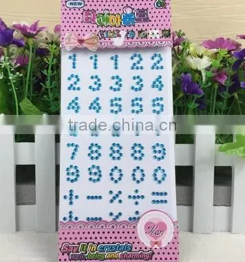 Crystals Numbers With Crown Hot Fix Rhinestone Transfer Design Sticker