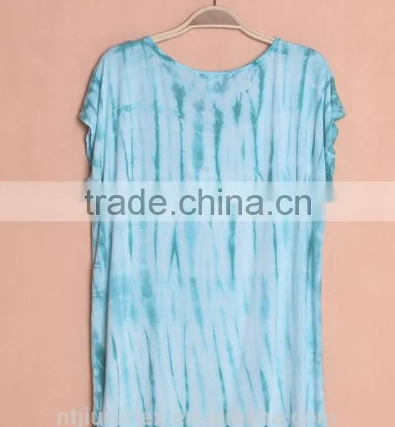 Tie Dye T-shirt for Women, Tie Dye Blouse With Metal Decoration photo-2