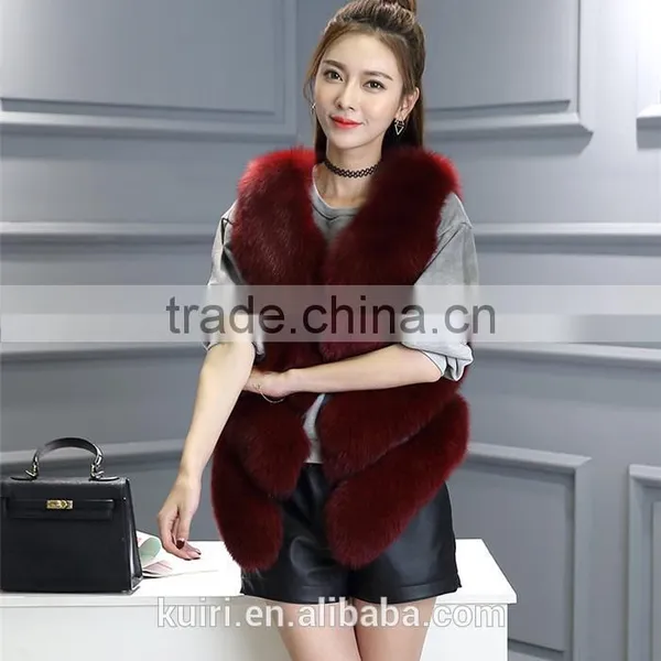 2016 New Arrival Full Pelt Fox Fur Gilet Women Fashion Whole Skin Fox Fur Vest Factory Wholesale Retail OEM Low Discount photo-2
