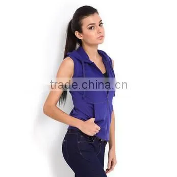 Newest Style Cotton Females Sleeveless Gym Hoodie Cheap photo-4