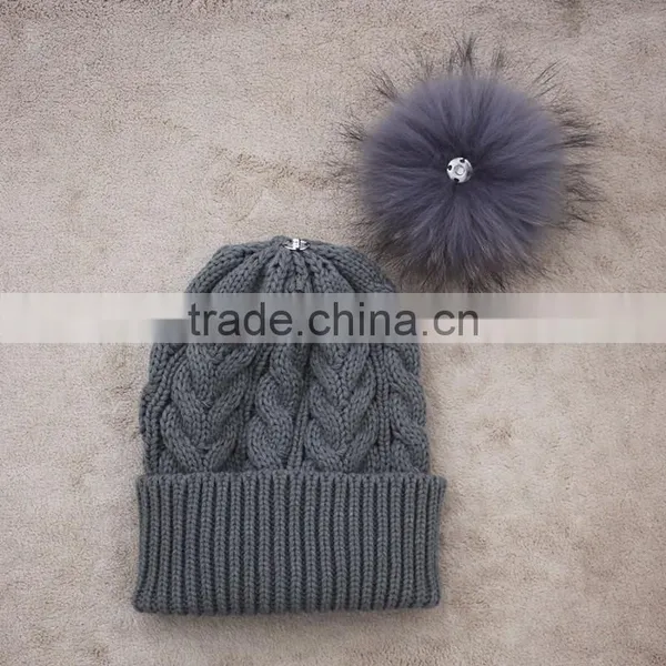 Myfur Big Fur Pom Beanie Warm Winter Knitted Hat Fur Knitted Hats photo-5