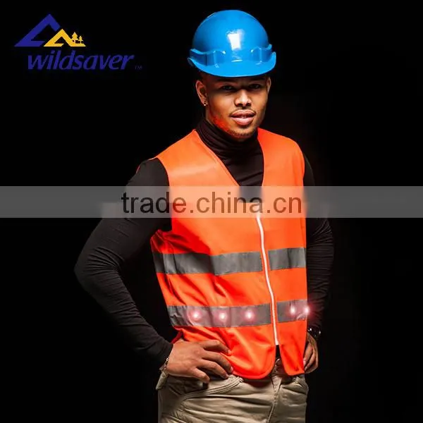 100% Polyester 3m Reflective LED Yellow Green Flashing Led Safety Vest photo-3