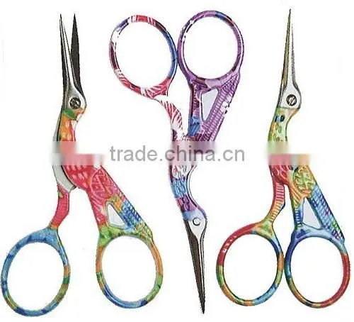 Multi colored Stork Embroidery Scissors