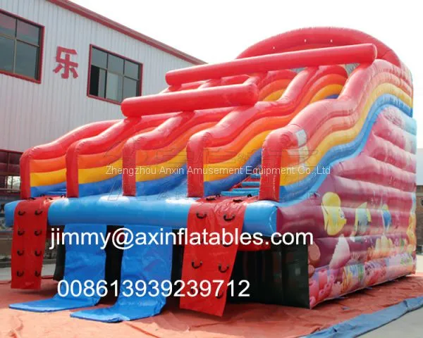 0.55MM Plato PVC Tarpaulin Giant Commercial Rainbow Inflatable Water Slide For Adults photo-2
