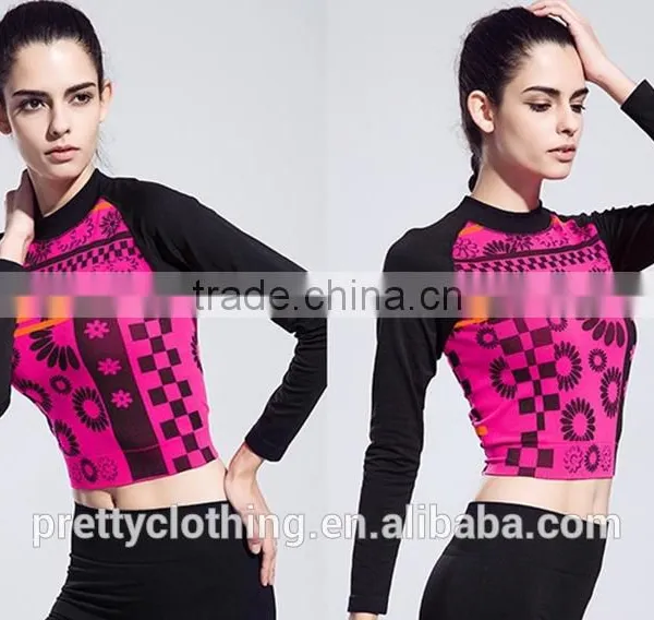 Women's Activewear Long Sleeve Floral Printed Yoga Athletic Clothes Wear T-Shirt photo-2