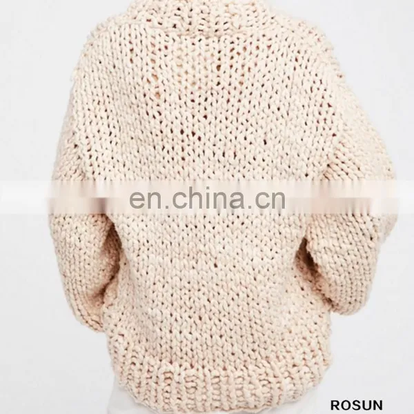 Oversized Sweater Tunics for Women of Long Sleeve Apricot Knit Ladies Tops With Latest Chunky Handmade Design as Crochet photo-3