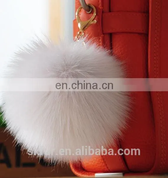 Handmade Colorful Faux Fur Pom Pom Keychain photo-4